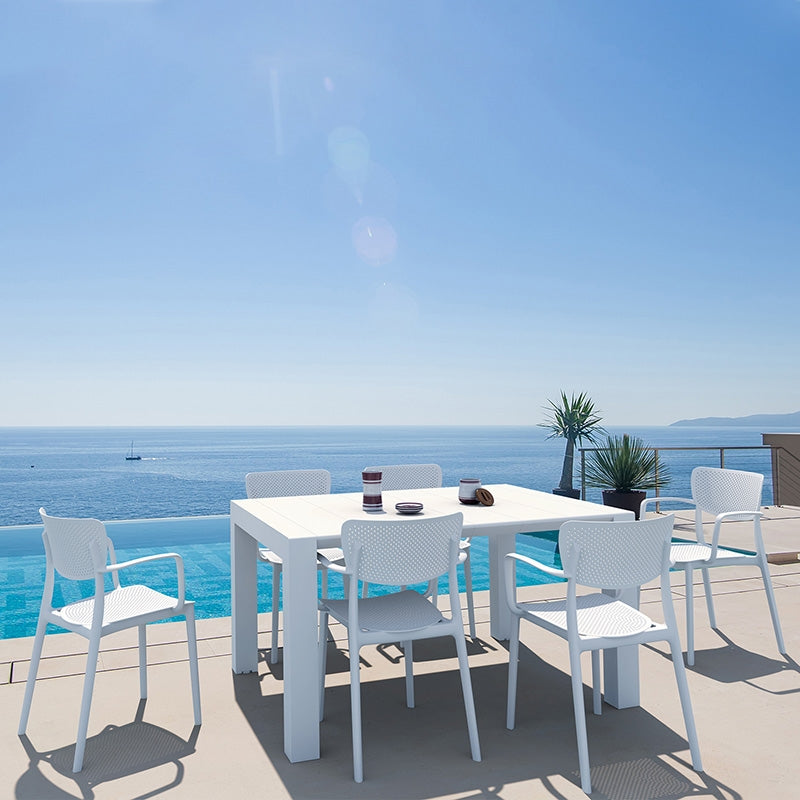 Σετ Τραπεζαρίας 7 Τμχ Vegas-Loft White 100x100/140x75