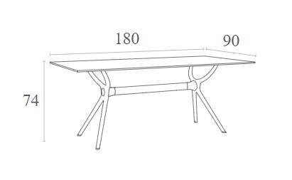 AIR TABLE BLACK LAMINATE 180x90x74