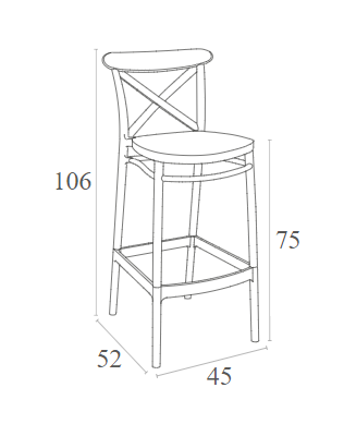 CROSS STOOL WHITE POLYETHYLENE 45x52x106