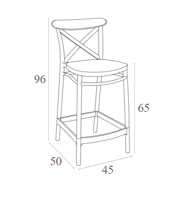 CROSS STOOL DARK GREY POLYURETHANE 45x50x96