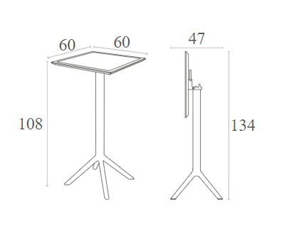 SKY OLIVE GREEN BAR FOLDING TABLE POLYWOOD 60x60x108