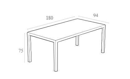 TAHITI DARK GREY ΤΡΑΠΕΖΙ ΜΕ ΤΖΑΜΙ ΠΟΛ/ΝΙΟΥ 180x94x75