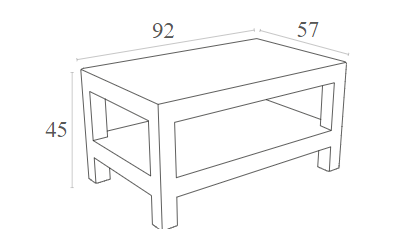 MONACO WHITE POLYRATTAN TABLE 92x57x45