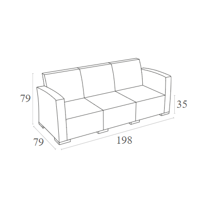 MONACO DARK GREY 3ΘΕΣ. ΚΑΝΑΠΕΣ ΜΕ ΜΑΞ. ΠΟΛ/ΝΙΟΥ 198x79x79