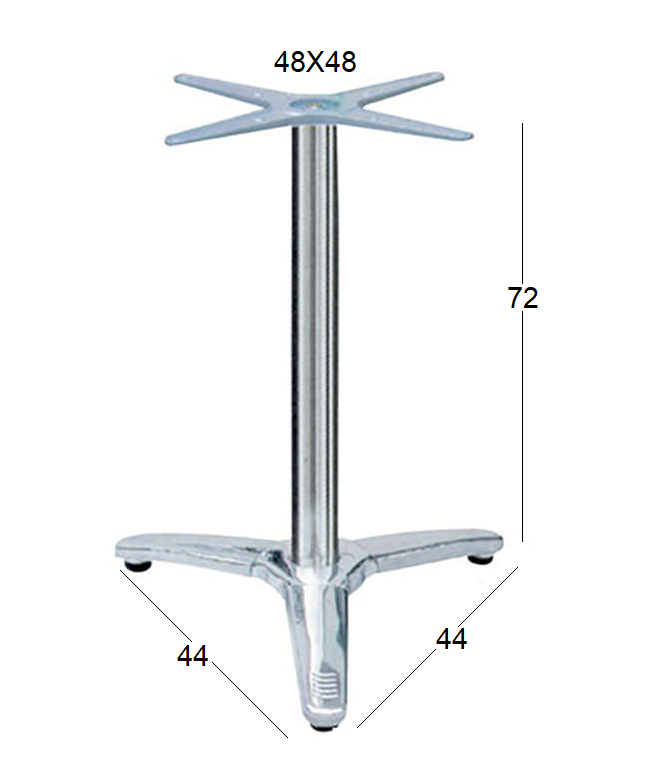 ROMAN 3-NIGHT (S/R) ALUMINIUM/INOX BASE WITH ADJUSTABLE LEGS 44x44x72