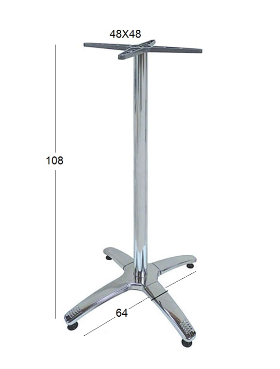 ROMAN 4-NIGHT (S/R) TALL ALUMINUM/INOX BASE WITH ADJUSTABLE LEGS 64x64x108