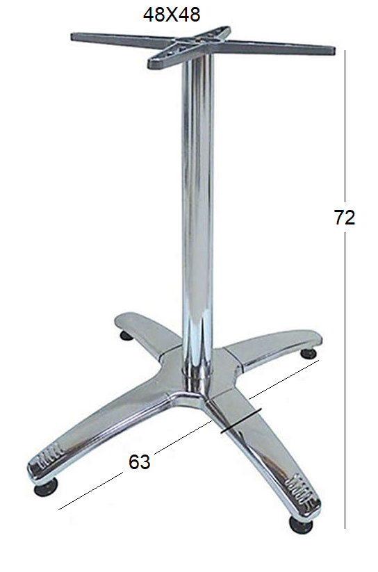ROMAN 4-LEG (C/R) ALUMINIUM/STAINLESS STEEL BASE WITH ADJUSTERS 63x63x72