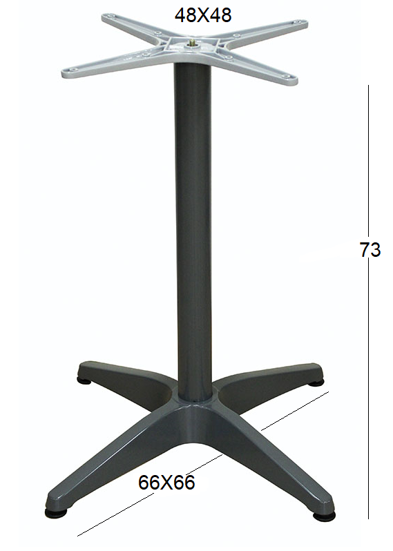 RINA 4-LEG (S/R) DARK GREY ALUMINUM BASE WITH CASTORS 66x66x73