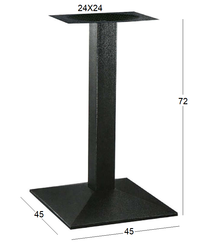 LIMA (F/R) METAL BASE WITH ADJUSTERS BLACK 45x45x72