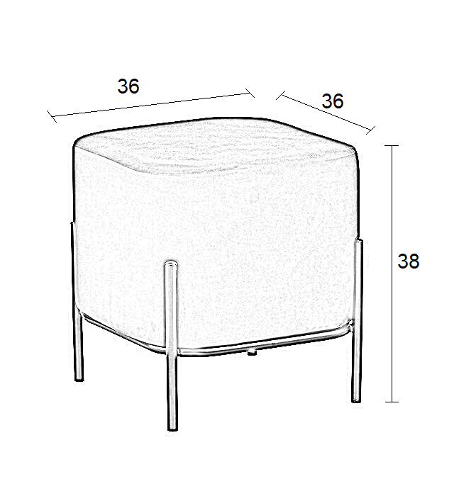 BELLA/S STOOL GREY VELVET FABRIC 36x36x38