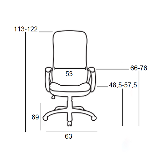 A8970 ΜΑΥΡΗ PU ΠΟΛΥΘΡΟΝΑ ΓΡΑΦΕΙΟΥ 63x69x48.5-113/57.5-122