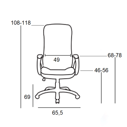 A9110 ΜΑΥΡO PU ΠΟΛΥΘΡΟΝΑ ΓΡΑΦΕΙΟΥ 65.5x69x46-108/56-118