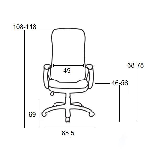 A9110 ΜΑΥΡO PU ΠΟΛΥΘΡΟΝΑ ΓΡΑΦΕΙΟΥ 65.5x69x46-108/56-118