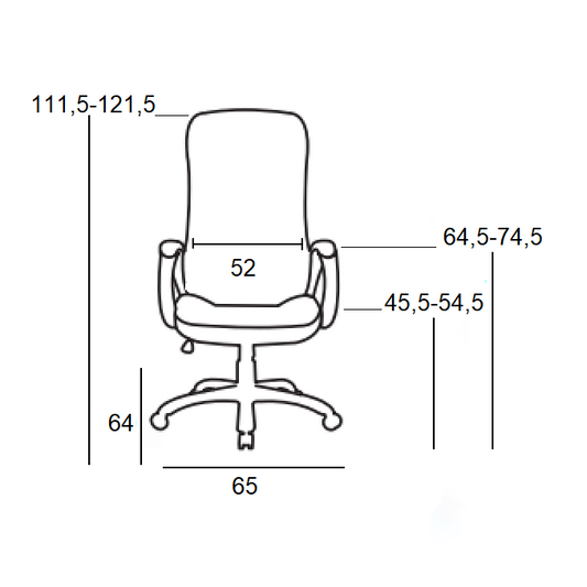 A8600 ΜΑΥΡO PU ΠΟΛΥΘΡΟΝΑ ΓΡΑΦΕΙΟΥ 65x64x45.5-111.5/54.5-121.5