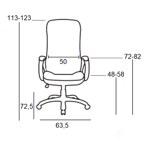 A8990 ΜΑΥΡO PU ΠΟΛΥΘΡΟΝΑ ΓΡΑΦΕΙΟΥ 63.5x72.5x48-113/58-123