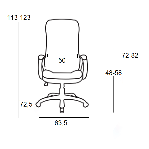 A8990 ΜΑΥΡO PU ΠΟΛΥΘΡΟΝΑ ΓΡΑΦΕΙΟΥ 63.5x72.5x48-113/58-123