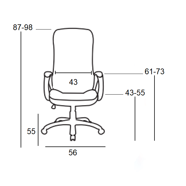 A1100 ΜΑΥΡΗ ΠΟΛΥΘΡΟΝΑ ΓΡΑΦΕΙΟΥ 56x55x43-87/55-98