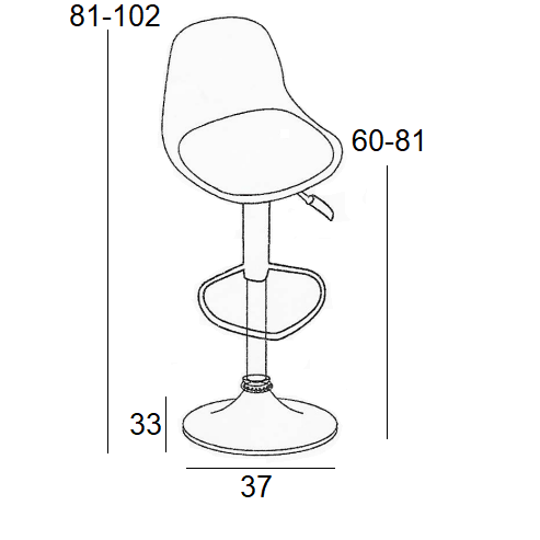 Σκαμπό Μπαρ 2 Τμχ Bar92 White PU/PP 37x33x102