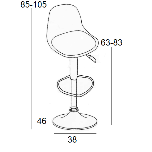 Σκαμπό Μπαρ 2 Τμχ Bar88 Grey Ύφασμα 38x46x105