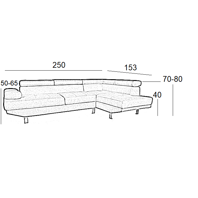 CORNER GREY ΥΦΑΣΜΑ ΚΑΝΑΠΕΣ ΑΡΙΣΤΕΡΗ ΓΩΝΙΑ 250x153x80