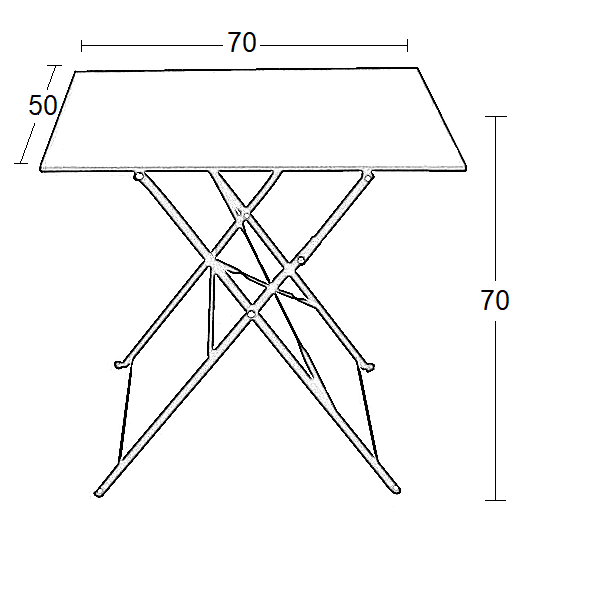 ALMA ΜΑΥΡΟ ΤΡΑΠΕΖΙ ΜΕΤΑΛΛΙΚΟ ΠΤΥΣ/ΝΟ 50x70x75