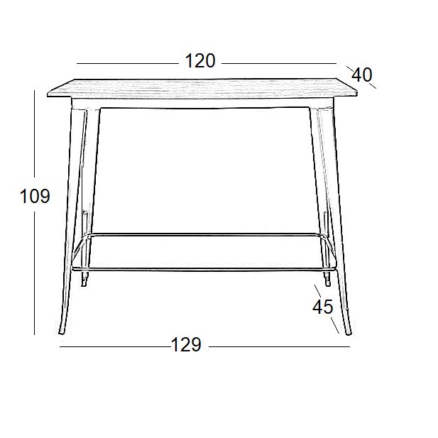 TEXAS ΜΠΑΡ ΜΑΥΡΟ ΜΑΤ ΤΡΑΠΕΖΙ ΜΕΤΑΛΛΟ/ΞΥΛΟ 120x40x109