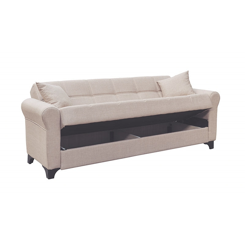 AZUR LIGHT BROWN ΥΦΑΣΜΑ 3ΘΕΣΙΟΣ ΚΑΝΑΠΕΣ/ΚΡΕΒΑΤΙ ΜΕ ΑΠΟΘ. ΧΩΡΟ 210x80x75