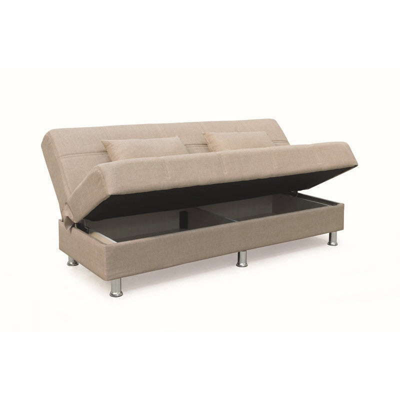FELINA LIGHT BROWN ΥΦΑΣΜΑ 3ΘΕΣΙΟΣ ΚΑΝΑΠΕΣ/ΚΡΕΒΑΤΙ ΜΕ ΑΠΟΘ. ΧΩΡΟ 182x90x80