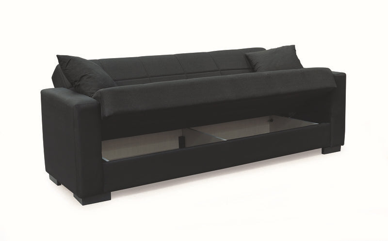 ROVER BLACK FABRIC 3-SEATER SOFA BED WITH STORAGE 210x80x75