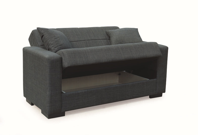 ROVER DARK GREY FABRIC 2-SEATER SOFA/BED WITH STORAGE 150x80x75