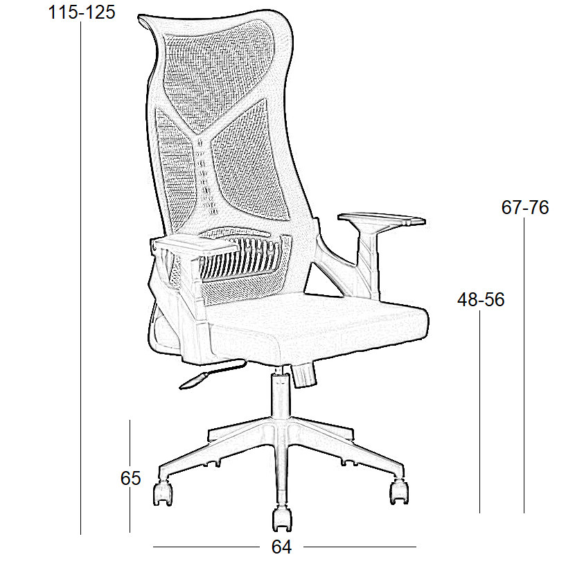 A9920 ΜΑΥΡO MESH ΠΟΛΥΘΡΟΝΑ ΓΡΑΦΕΙΟΥ 64x65x48-115/56-125