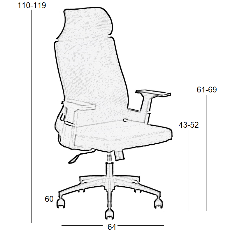 A9925 ΜΑΥΡO MESH ΠΟΛΥΘΡΟΝΑ ΓΡΑΦΕΙΟΥ 64x60x43-110/52-119