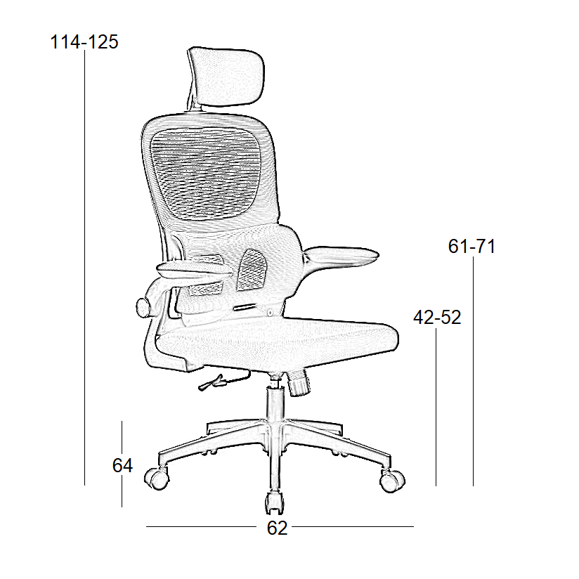 A9935 ΜΑΥΡΟ MESH ΠΟΛΥΘΡΟΝΑ ΓΡΑΦΕΙΟΥ 62x64x42-114/52-125