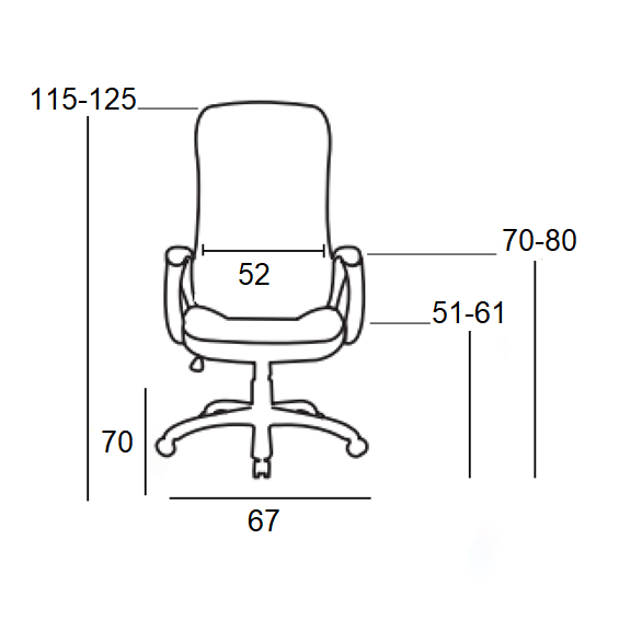 A9939 ΜΑΥΡΟ PVC ΠΟΛΥΘΡΟΝΑ ΓΡΑΦΕΙΟΥ 67x70x51-115/61-125