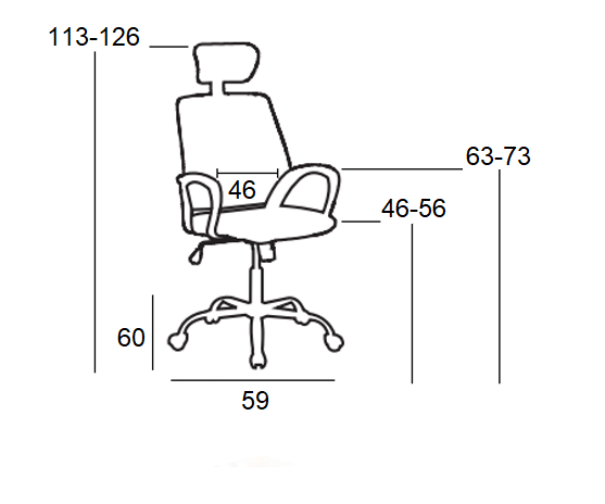 A9945 BLACK MESH OFFICE CHAIR 59x60x46-113/56-126