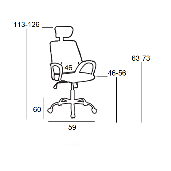 A9945 ΜΑΥΡO MESH ΠΟΛΥΘΡΟΝΑ ΓΡΑΦΕΙΟΥ 59x60x46-113/56-126
