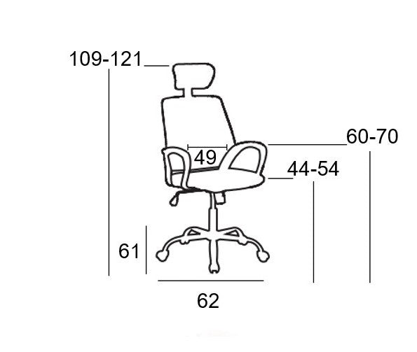 A1710 ΜΑΥΡΟ MESH ΠΟΛΥΘΡΟΝΑ ΓΡΑΦΕΙΟΥ 62Χ61Χ44-109/54-121εκ.