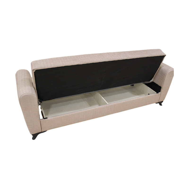 MELINA LIGHT BROWN FABRIC 3-SEATER SOFA/BED WITH STORAGE 216x80x88