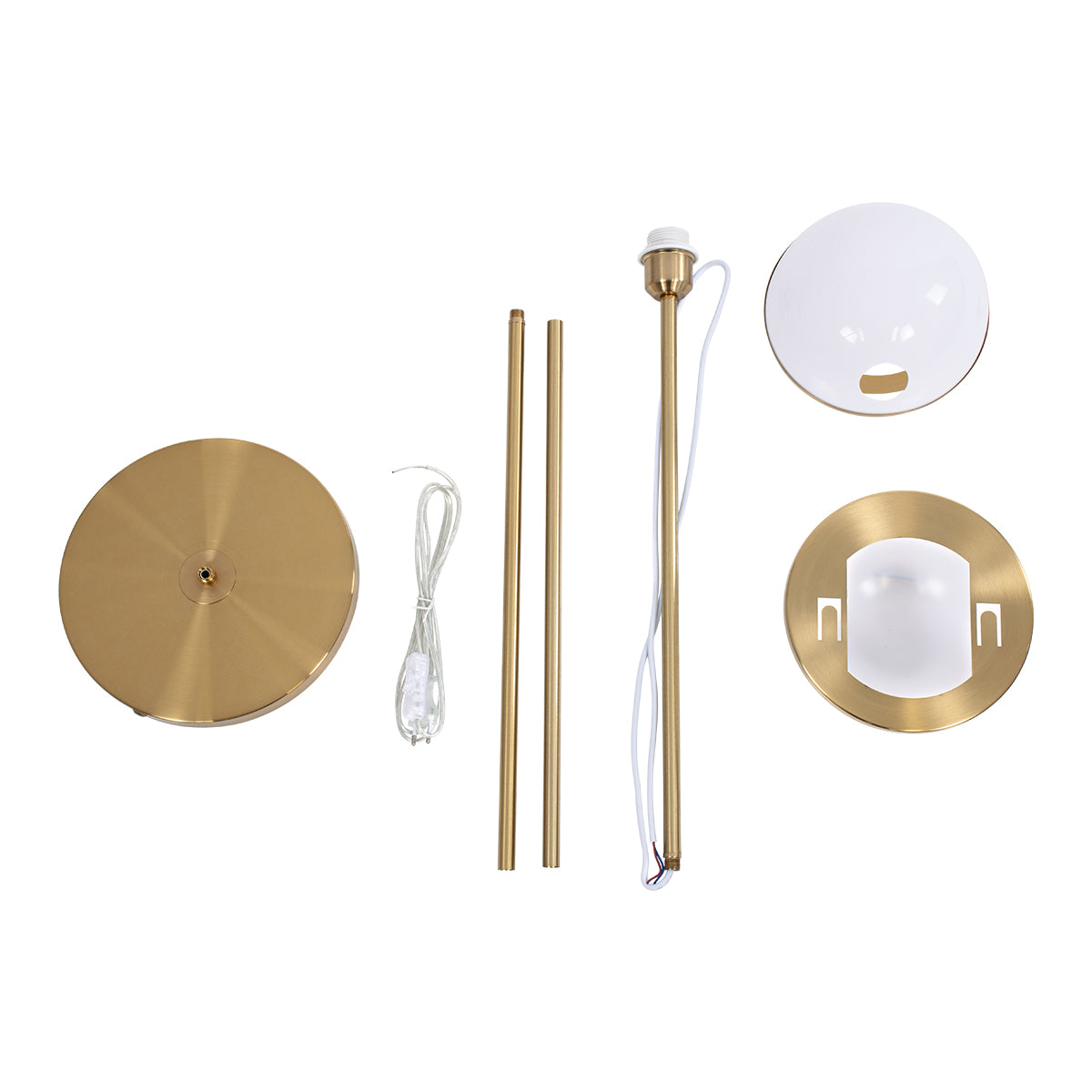 HUDSON 00500 Μοντέρνο Επιδαπέδιο Φωτιστικό με Ντουί 1 x E27 AC 220-240V IP20 - Λευκό & Χρυσό - Μ20 x Π20 x Υ177