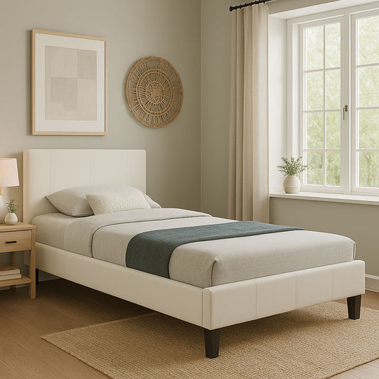 Κρεβάτι Nevil PU Χρώμα Λευκό Ματ 100x200εκ