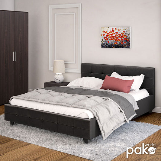 Κρεβάτι Roi Διπλό 160x200 PU Μαύρο Ματ + Αποθηκευτικό Χώρο