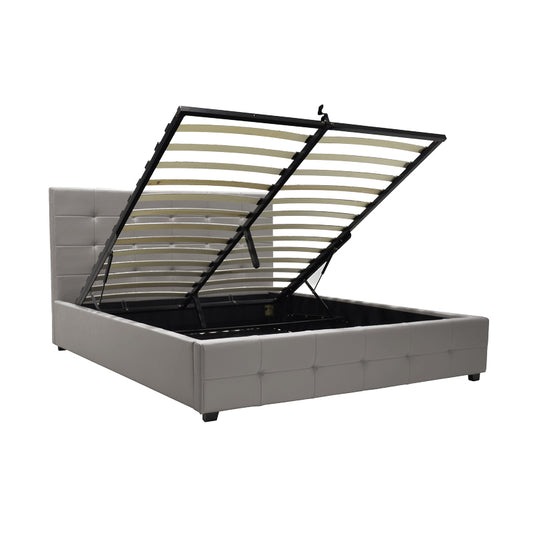 Κρεβάτι Roi Διπλό με Αποθηκευτικό Χώρο PU Γκρι Ματ 160x200