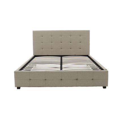 Κρεβάτι Roi Διπλό Με Αποθηκευτικό Χώρο Ύφασμα Εκρού 160X200