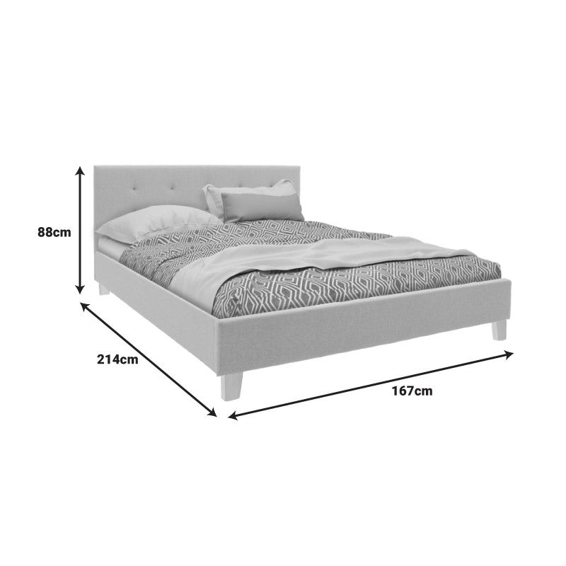 Κρεβάτι Mago Ύφασμα σε Εκρού Απόχρωση με Φυσικό Ξύλινο Πόδι 160x200εκ