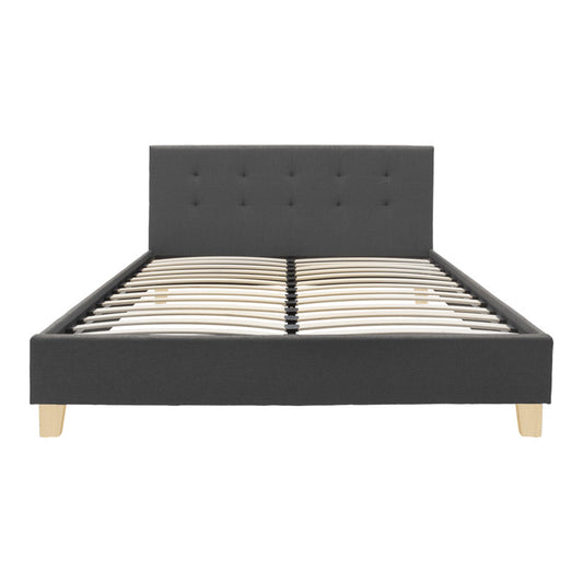 Κρεβάτι Mago Ύφασμα σε Ανθρακί Απόχρωση με Ξύλινο Πόδι 160x200εκ