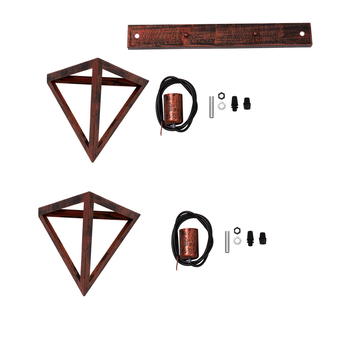 TRIANGLE 00613 Μοντέρνο Κρεμαστό Φωτιστικό Οροφής Δίφωτο 2 x E27 Χάλκινο Μεταλλικό Πλέγμα Μ60 x Π22 x Y130cm