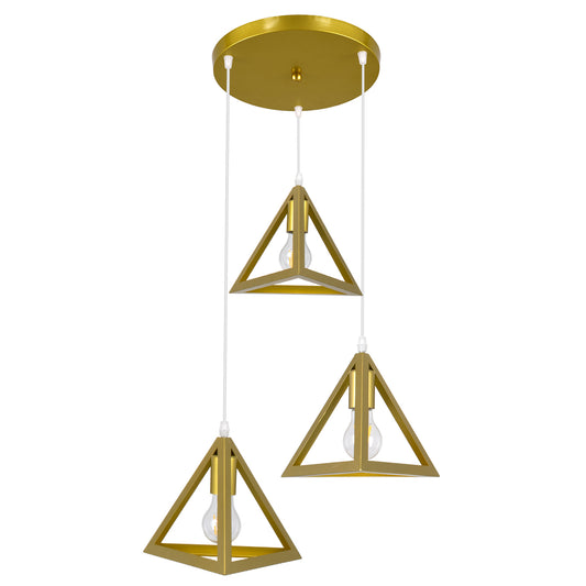 TRIANGLE 00620 Μοντέρνο Κρεμαστό Φωτιστικό Οροφής Τρίφωτο 3 x E27 Χρυσό Μεταλλικό Πλέγμα Φ49 x Y130cm