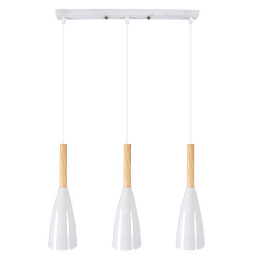 DILLON 00631 Μοντέρνο Κρεμαστό Φωτιστικό Οροφής Τρίφωτο 3 x E27 Λευκό Μεταλλικό Καμπάνα Μ54 x Π14 x Υ130cm