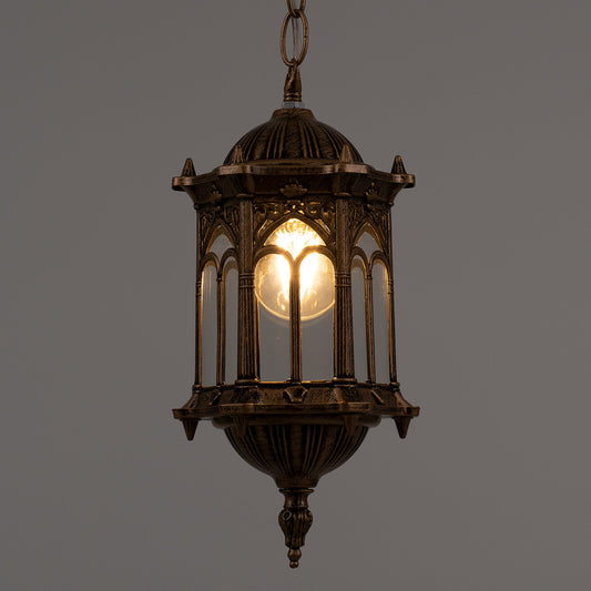 DARCY 00656 Vintage Κρεμαστό Φωτιστικό Πλέγμα Μονόφωτο 1 x E27 IP20 Μπρούτζινο Μέταλλο με Διάφανο Γυαλί - Μ15.5 x Π15.5 x Υ32.5cm