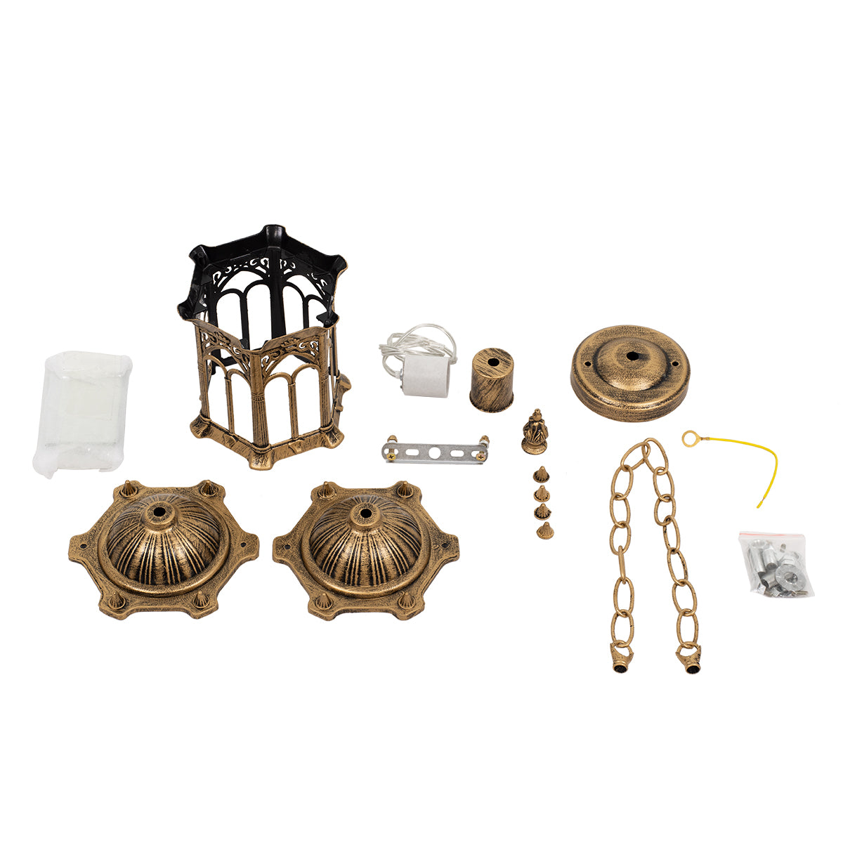 DARCY 00656 Vintage Κρεμαστό Φωτιστικό Πλέγμα Μονόφωτο 1 x E27 IP20 Μπρούτζινο Μέταλλο με Διάφανο Γυαλί - Μ15.5 x Π15.5 x Υ32.5cm